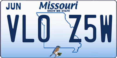 MO license plate VL0Z5W