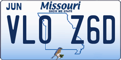MO license plate VL0Z6D