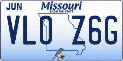 MO license plate VL0Z6G