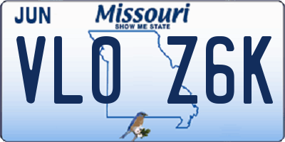 MO license plate VL0Z6K