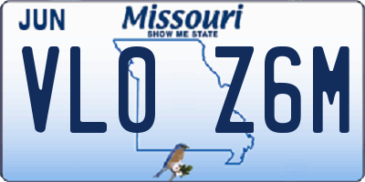 MO license plate VL0Z6M