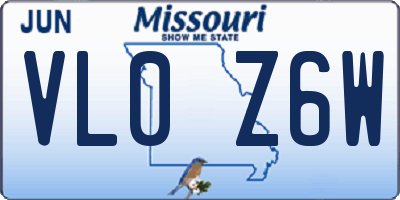 MO license plate VL0Z6W