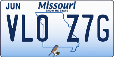 MO license plate VL0Z7G