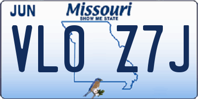 MO license plate VL0Z7J