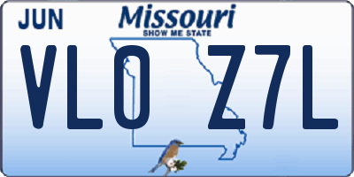 MO license plate VL0Z7L