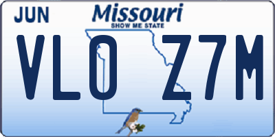 MO license plate VL0Z7M