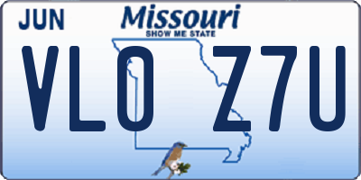 MO license plate VL0Z7U
