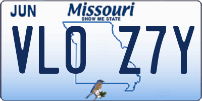 MO license plate VL0Z7Y