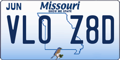 MO license plate VL0Z8D