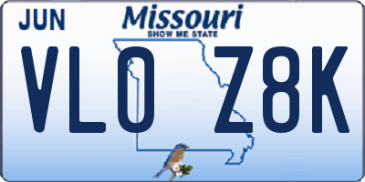 MO license plate VL0Z8K