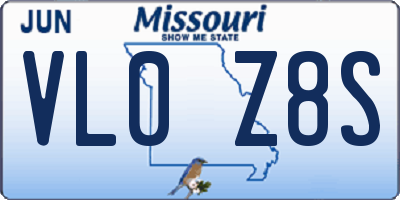 MO license plate VL0Z8S