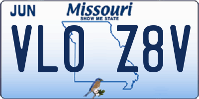 MO license plate VL0Z8V