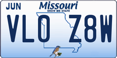 MO license plate VL0Z8W