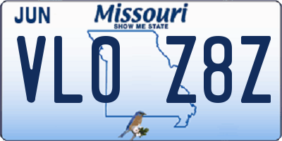 MO license plate VL0Z8Z