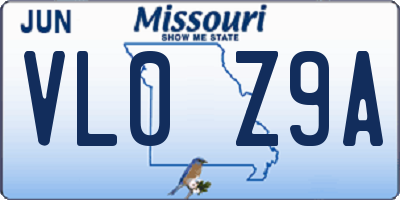 MO license plate VL0Z9A