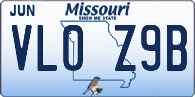 MO license plate VL0Z9B