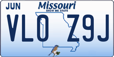 MO license plate VL0Z9J