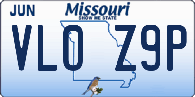 MO license plate VL0Z9P