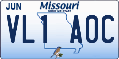 MO license plate VL1A0C