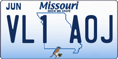 MO license plate VL1A0J