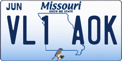 MO license plate VL1A0K