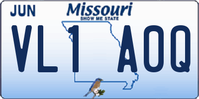 MO license plate VL1A0Q