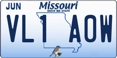 MO license plate VL1A0W