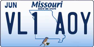 MO license plate VL1A0Y