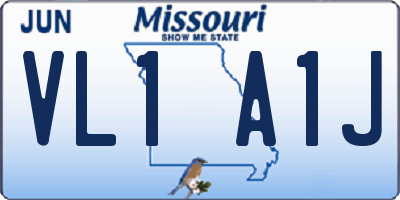 MO license plate VL1A1J