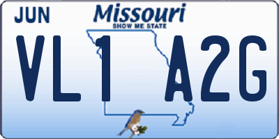 MO license plate VL1A2G