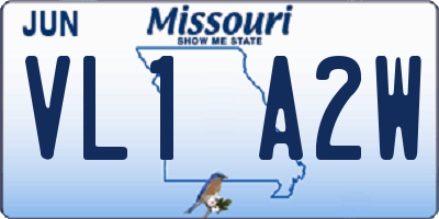 MO license plate VL1A2W