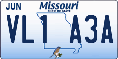 MO license plate VL1A3A