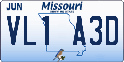 MO license plate VL1A3D