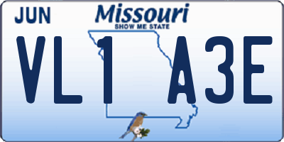 MO license plate VL1A3E