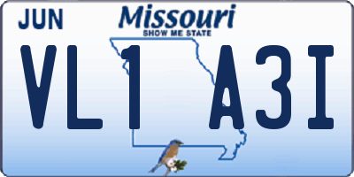 MO license plate VL1A3I