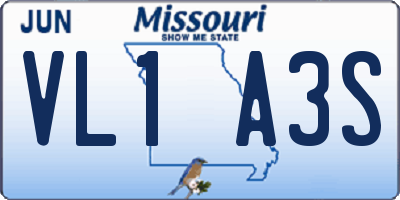 MO license plate VL1A3S
