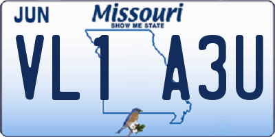 MO license plate VL1A3U