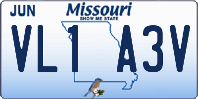 MO license plate VL1A3V