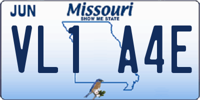 MO license plate VL1A4E