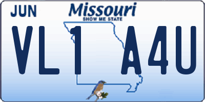 MO license plate VL1A4U