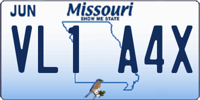 MO license plate VL1A4X