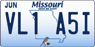 MO license plate VL1A5I