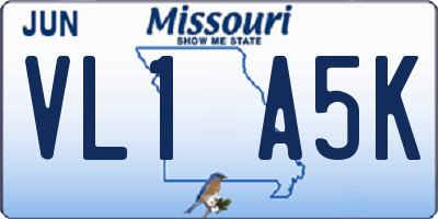 MO license plate VL1A5K