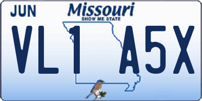 MO license plate VL1A5X