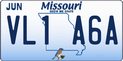 MO license plate VL1A6A
