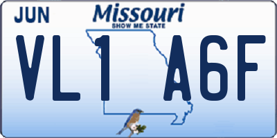 MO license plate VL1A6F