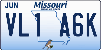 MO license plate VL1A6K