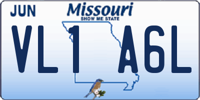 MO license plate VL1A6L
