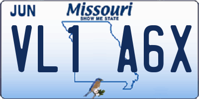 MO license plate VL1A6X