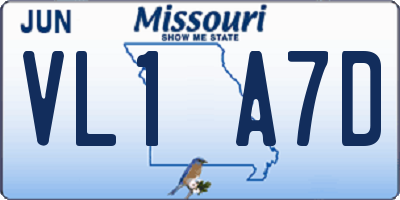 MO license plate VL1A7D